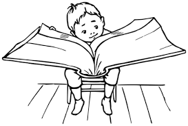Chlapec rád čte knihu omalovánka | Omalovánky k Vytisknutí Zdarma